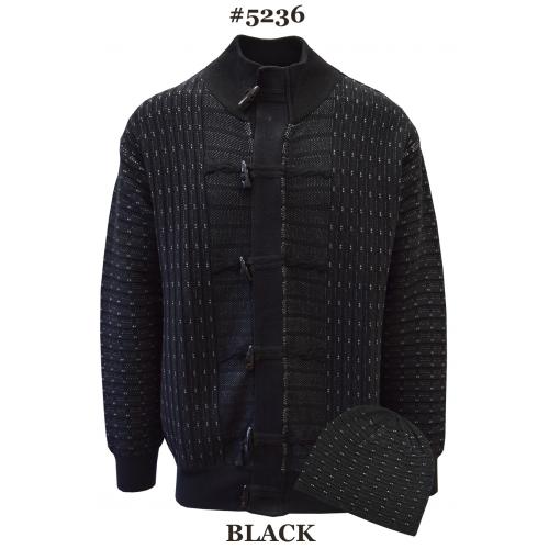Silversilk Black / Light Grey Dotted Design Zip-Up Sweater / Knitted Cap 5236